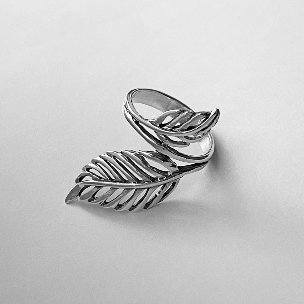 Sterling Silver Big Leaf Ring, Boho Ring, Silver … - image 6